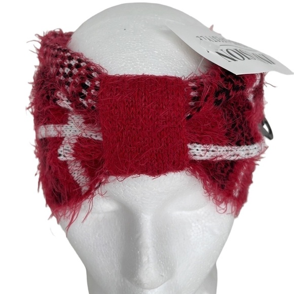 Styline Fuzzy Plaid Headwrap NWT Red One Size - Picture 2 of 9